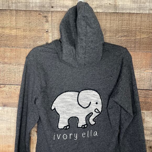 Ivory Ella Gray 1/4 Zip Hoodie Pullover Elephant Size Small - Picture 6 of 8